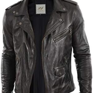 Luxurious men's lambskin leather jacket, crafted with exquisite detail for timeless elegance and unmatched comfort.