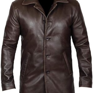 Fashionable long brown overcoat for men, combining style and warmth in a timeless silhouette.