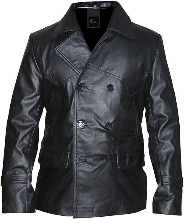 Stylish Black Leather Trench Coat Men’s