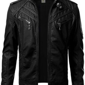 Fashion-forward black leather jackets for men, exuding style and sophistication for the modern gentleman.