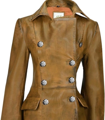 Clay Brown Gothic Leather Trench Coat