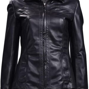 Timeless classic blazer real leather jacket for women, adding sophistication and style to any ensemble.