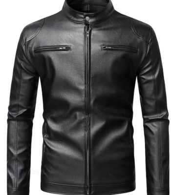 Trendy Men’s Faux Leather Biker Jacket