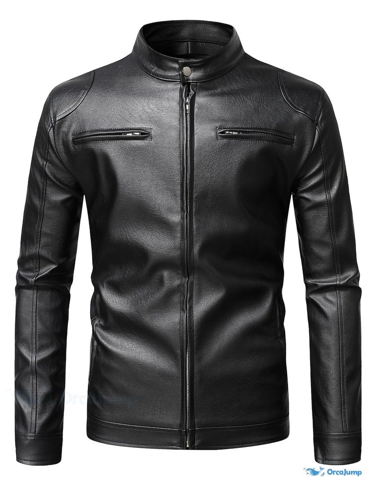 Trendy Men’s Faux Leather Biker Jacket